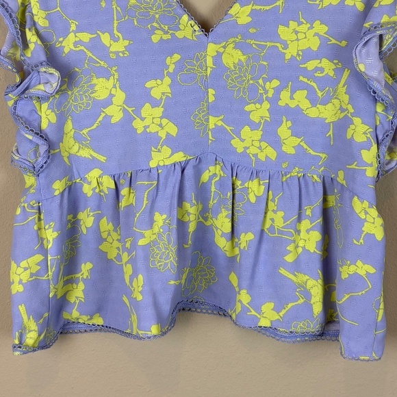 NWT Jessica Simpson Peyton Lavender w/ Lime Green Floral Peplum Crop Top - Picture 9 of 15